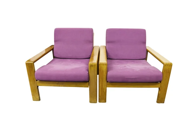 Диван, пурпурный кресло изолированы на белом — стоковое фото