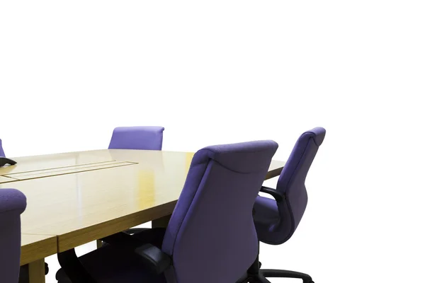 Sala de reuniões isolada com mesa de madeira, interior do escritório — Fotografia de Stock