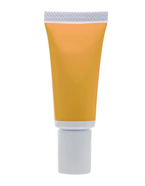 Isolated yellow cosmetic tube — Stock Photo, Image