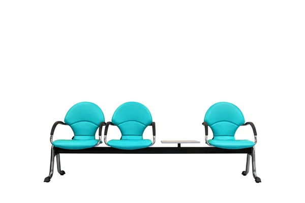 Assentos modernos azuis claros isolados no branco — Fotografia de Stock
