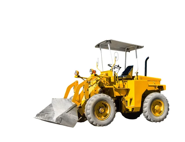 Vecchio bulldozer giallo isolato — Foto Stock