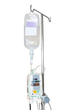 izole infüzyon pompa ve direğe asılı IV 