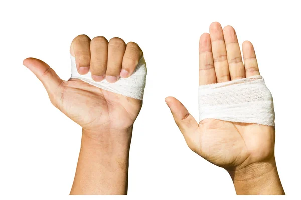 Isolado mão bandagem no branco — Fotografia de Stock