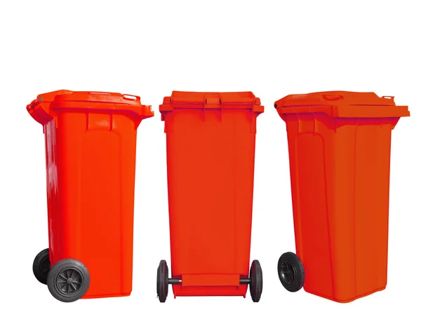 Isolated red garbage bin — ストック写真