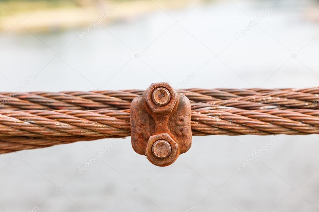 Rusty cable sling of bridge