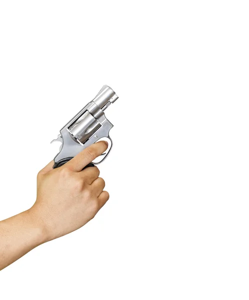 Geïsoleerde hand met.38 revolvers — Stockfoto