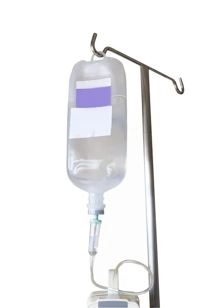 Isolated infusion pump and IV hanging on pole — Stock Photo, Image