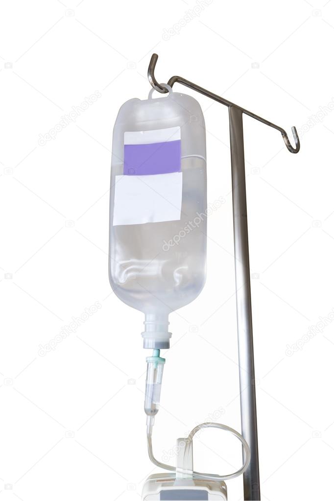 Isolated infusion pump and IV hanging on pole