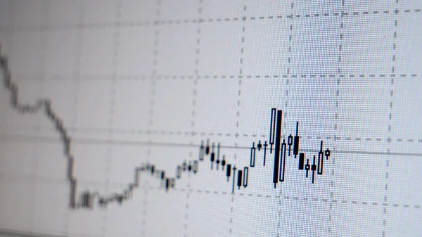 Crecimiento Gráfico Del Mercado Divisas Como Velas Sobre Fondo Blanco —  Fotos de Stock