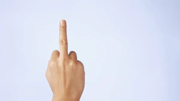 Man Hand Showing Gesture Middle Finger Meaning Western Cultures Fuck — Foto de Stock