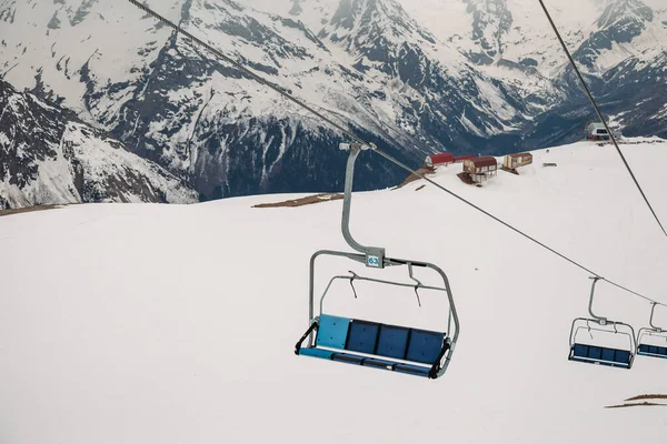 Ski Chair Lift Ropeway Ski Resort View Funicular Mountains Stock Picture