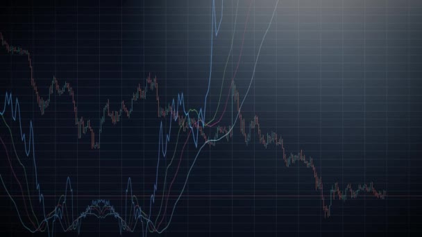 Geanimeerde lijn grafiek van online cryptogeld handel op de wisselmarkt. Crypto uitwisseling. 3D-animatie — Stockvideo