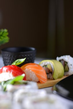 suşi türleri ile çanak,