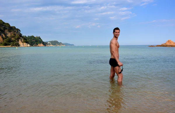 Treinamento de nadador na praia — Fotografia de Stock