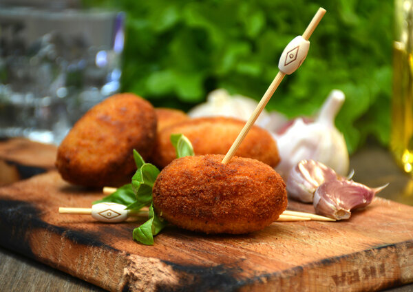 plate full of home-made croquettes of ham