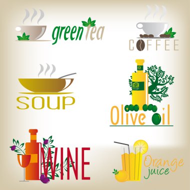 Simgeleri çeşitli meyve suyu, içecekler