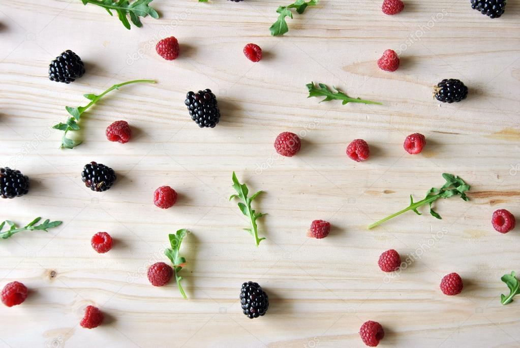 Aerial photo of raspberries and blackberries 
