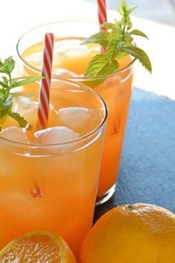 refreshing drink orange and mint