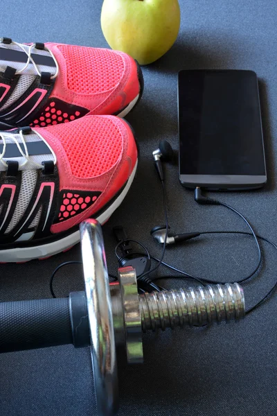 Sneakers, clothing for fitness — Stock Photo, Image