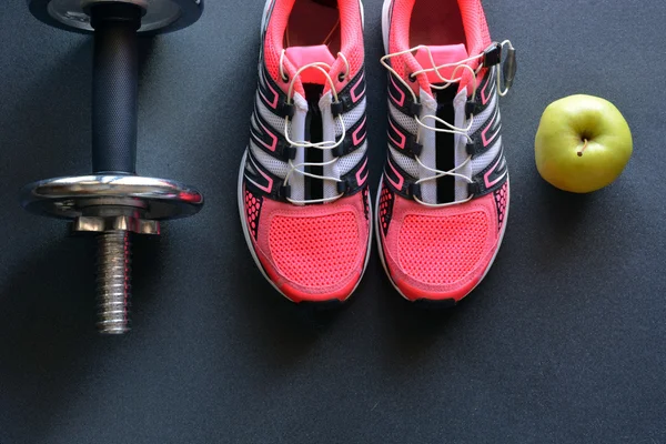 Sneakers, clothing for fitness — Stock Photo, Image