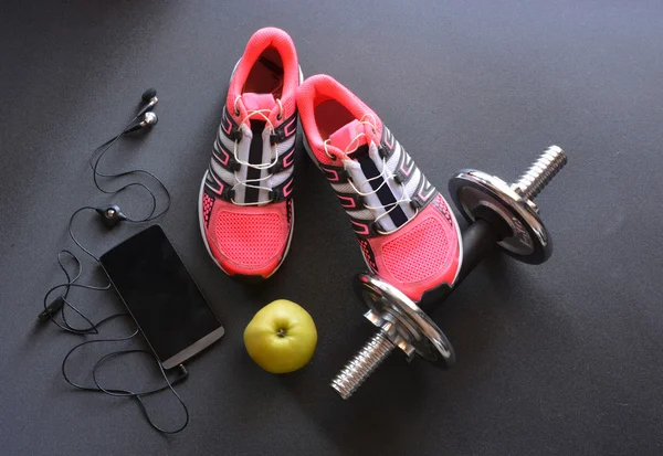 Sneakers, clothing for fitness — Stock Photo, Image