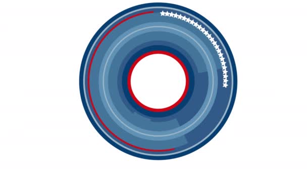 Círculos trim caminhos vermelho branco e azul no branco 4K — Vídeo de Stock