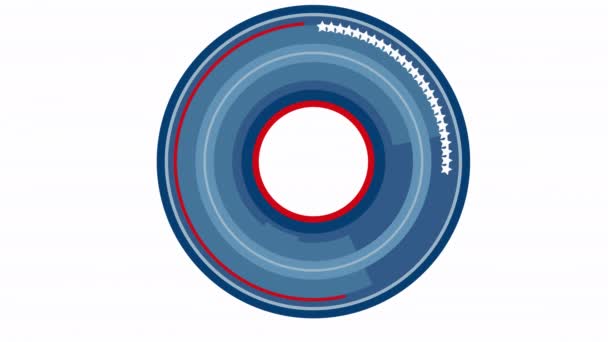 Okręgi przycinać ścieżki czerwony biały i niebieski z kanałem alfa 4k — Wideo stockowe