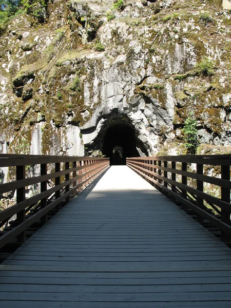 トンネルにつながる木製の橋 — ストック写真