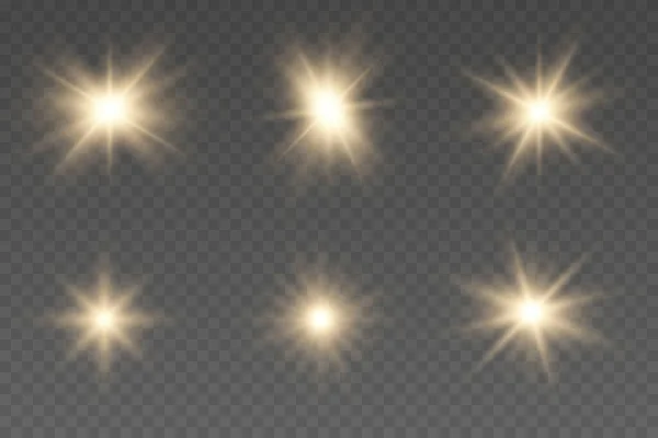 Ensemble d'effets de lumière dorée — Image vectorielle