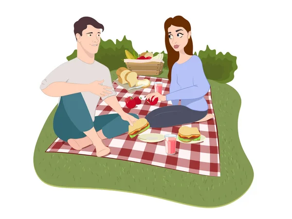 Trevlig picknick. Vektor — Stock vektor