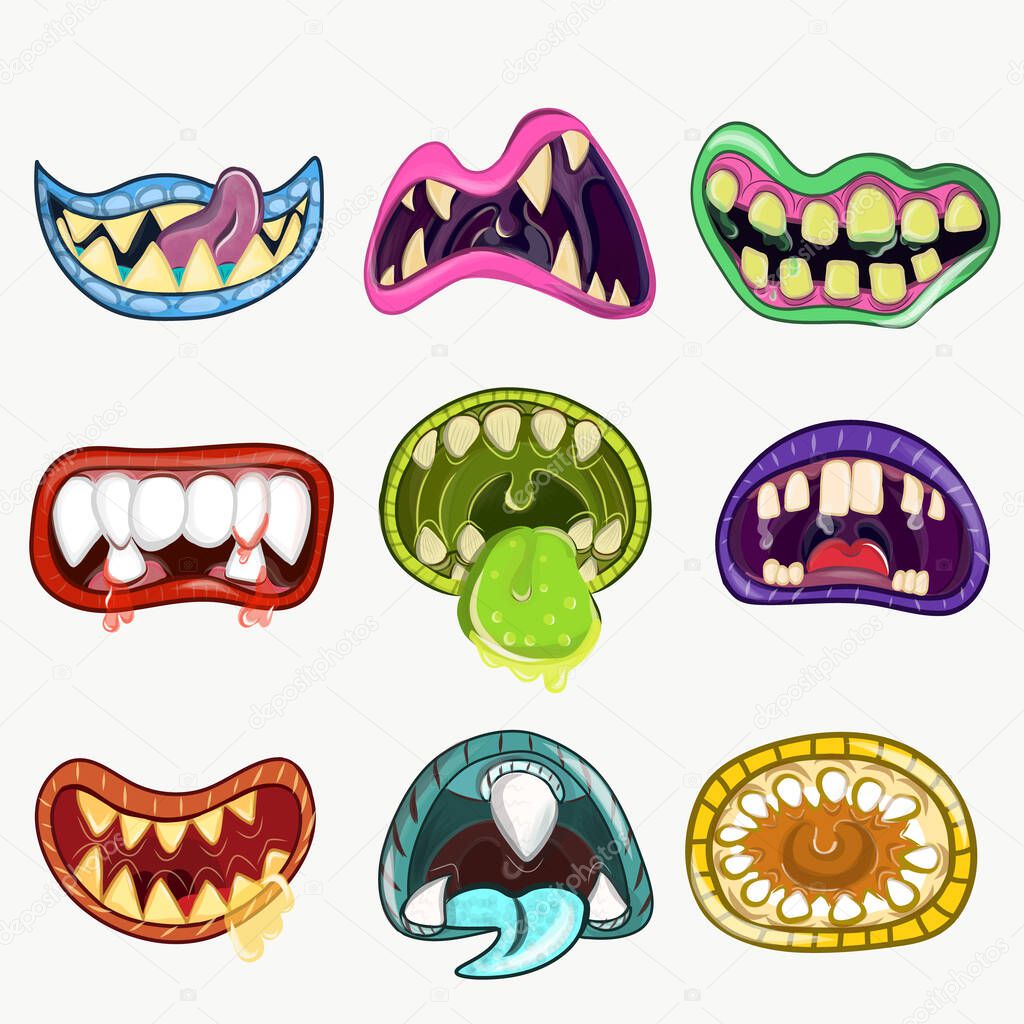 Monster mouths set.