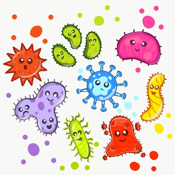 Conjunto de bacterias de dibujos animados — Vector de stock