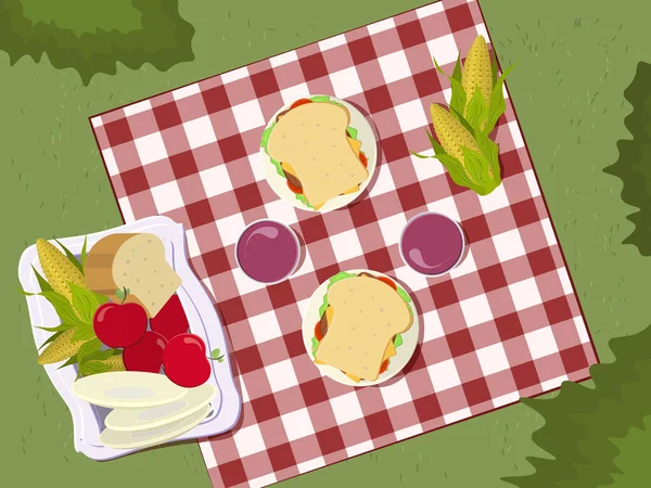 Mutlu piknikler. Vektör — Stok Vektör