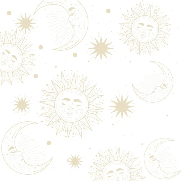 Tarot maan en zon — Stockvector