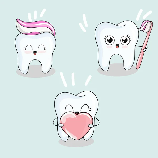 Dientes de dibujos animados conjunto — Vector de stock