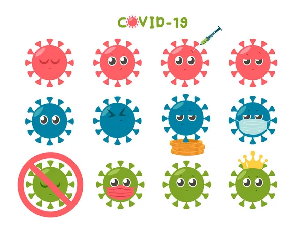 Conjunto de Coronavirus Emoji — Vetor de Stock