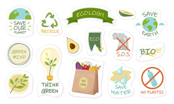 Ecology stickers vector