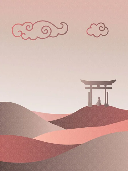 Landschaft japanischer Hintergrund — Stockvektor