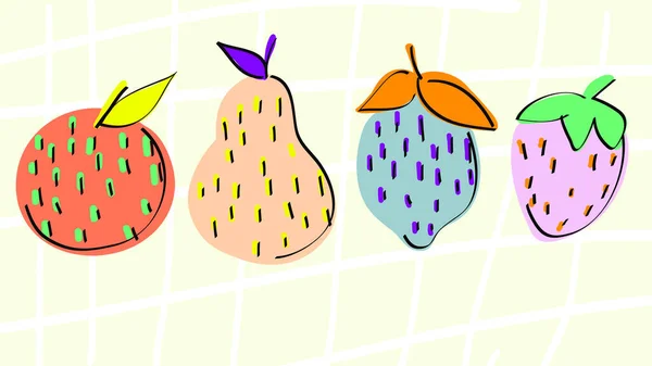 Set de frutas abstractas — Vector de stock