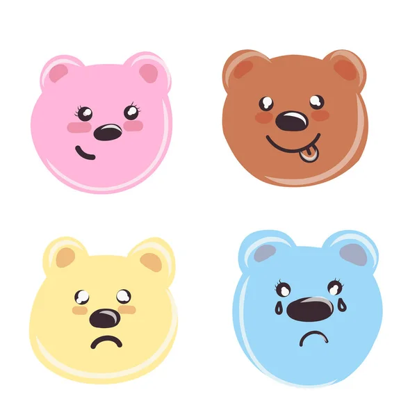 Conjunto de desenhos animados urso — Vetor de Stock