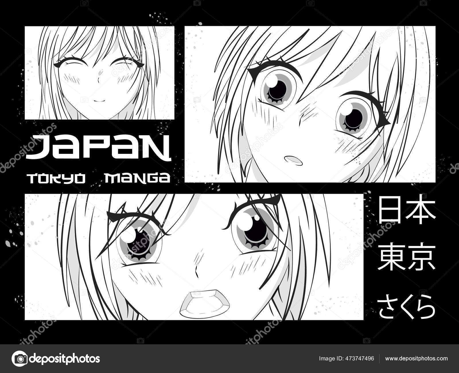 Conjunto de olhos de anime estilo mangá japonês ilustração vetorial  desenhada à mão