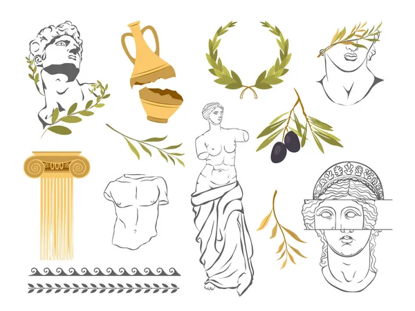 Diverse statui antice — Vector de stoc