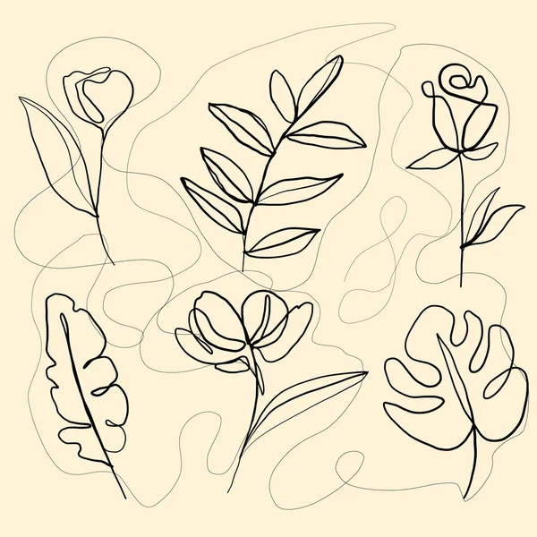 Menggambar ountline Bunga Tangan - Stok Vektor