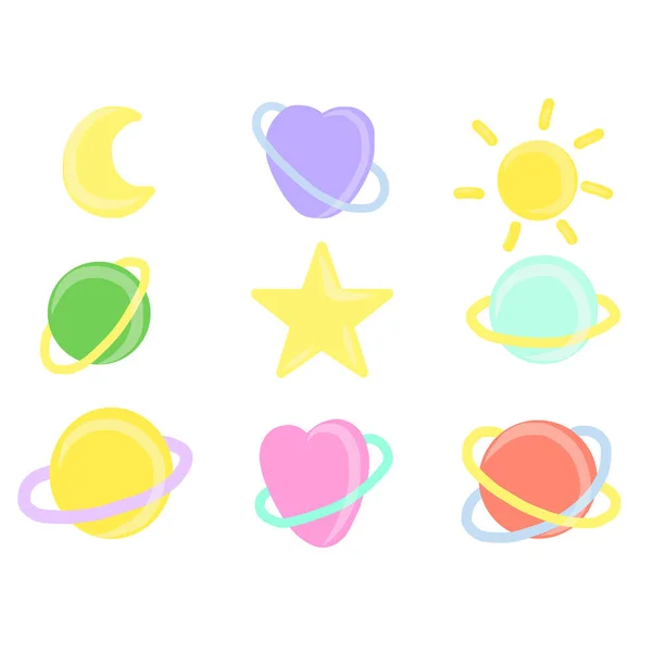 Cute planets set — Stock Vector