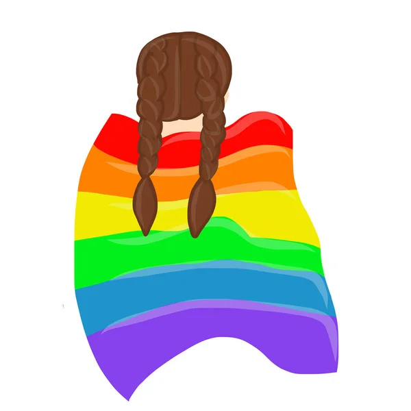 Menina com capa de arco-íris —  Vetores de Stock