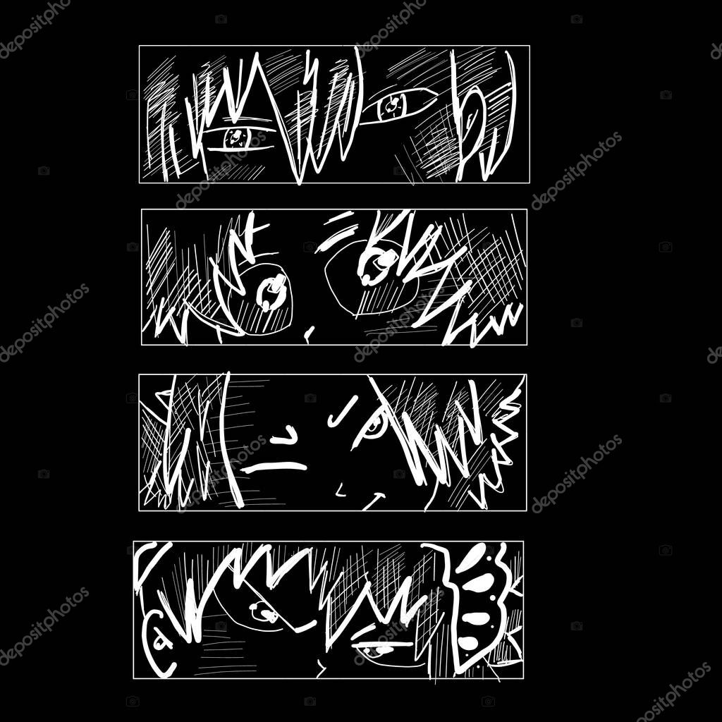 Japanese anime manga vector. Design for t-shirt graphics, banner, fashion prints, slogan tees, stickers, flyer, posters and other creative uses
