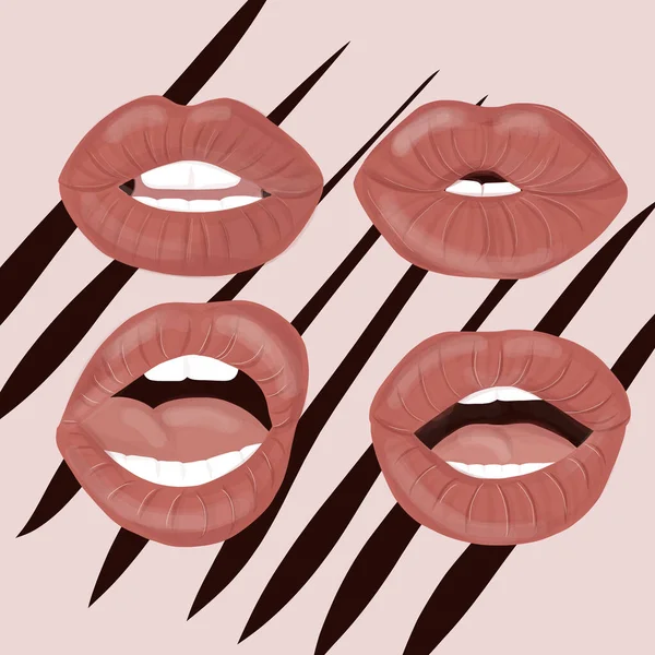 Sexy labios conjunto — Archivo Imágenes Vectoriales