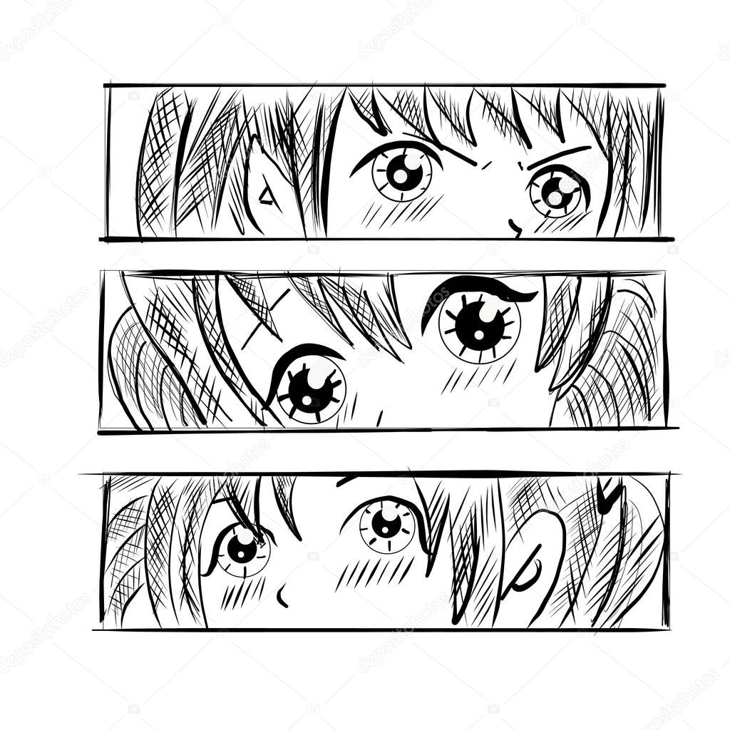 Manga style. Japanese cartoon Comic concept. Anime characters. Hand drawn trendy. Vector design for t-shirt graphics, banner, fashion prints, slogan tees, stickers