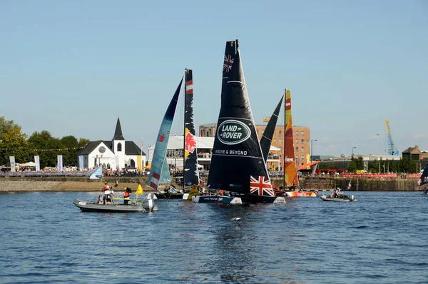 Cardiff Bay Wales August 2017 Sailing Boats Competition Cardiff Bay — стокове фото