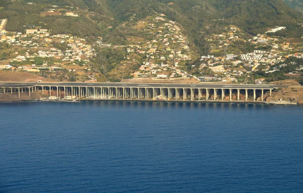 Funchal Madère Portugal Septembre 2017 Vue Aérienne Extension Piste Aéroport — Photo